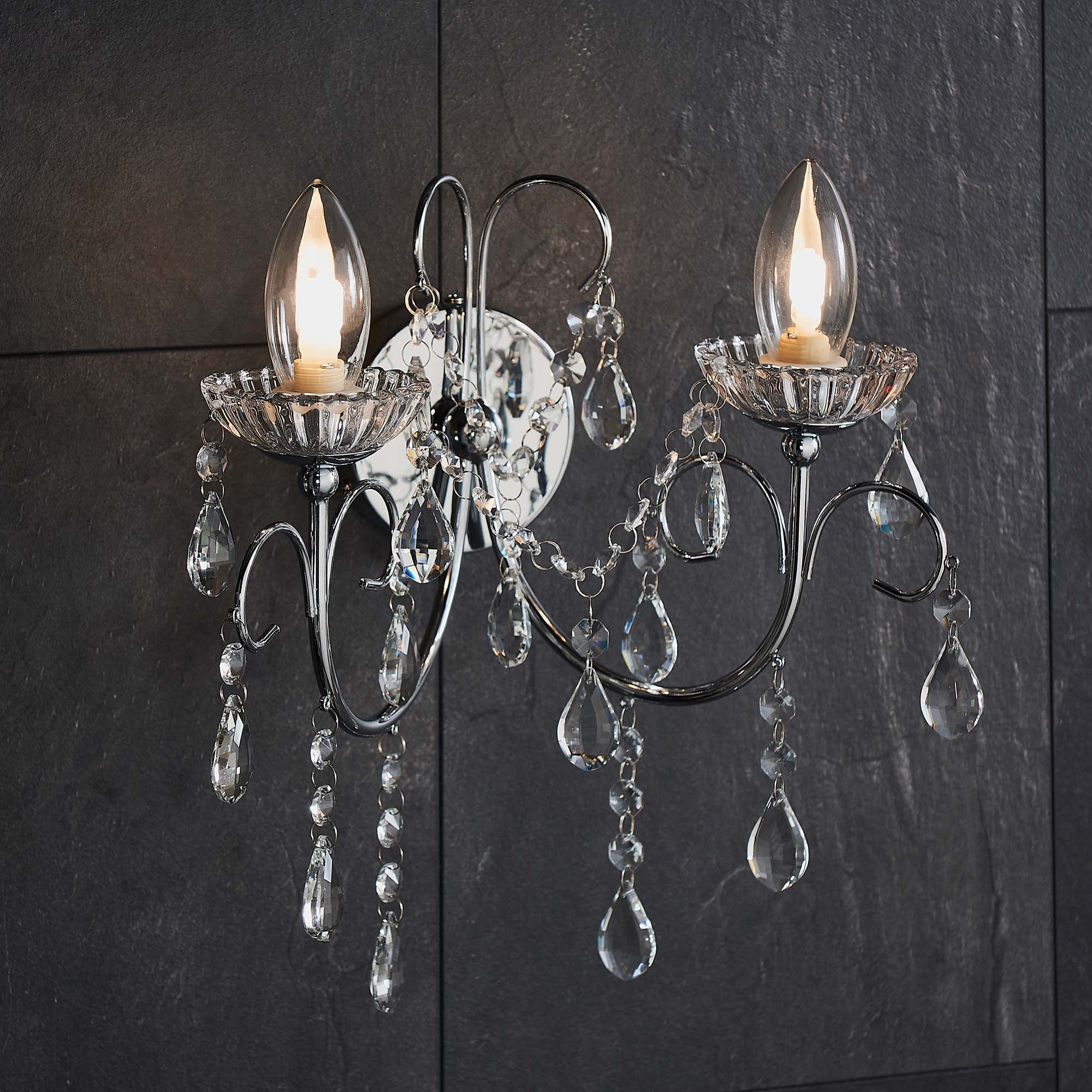 Vogue Tabitha 2 Light Bathroom Wall Light Chrome
