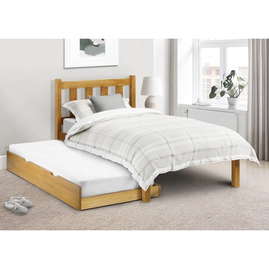 Poppy Solid Pine Double Bed And Guest Bed In Low Sheen Lacquer