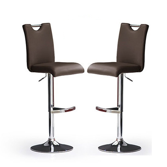 Bardo Bar Stools In Brown Faux Leather in A Pair