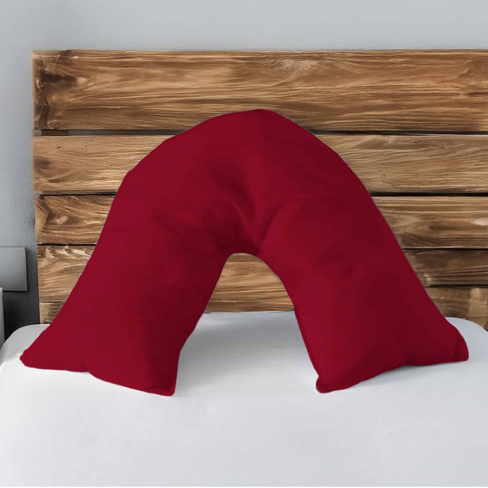 Snug City Microfibre Soft Touch V Shape Plain Dyed Pillowcase in Red