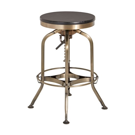 Diwo Metallic Bar Stool With Wooden Seat In Ash
