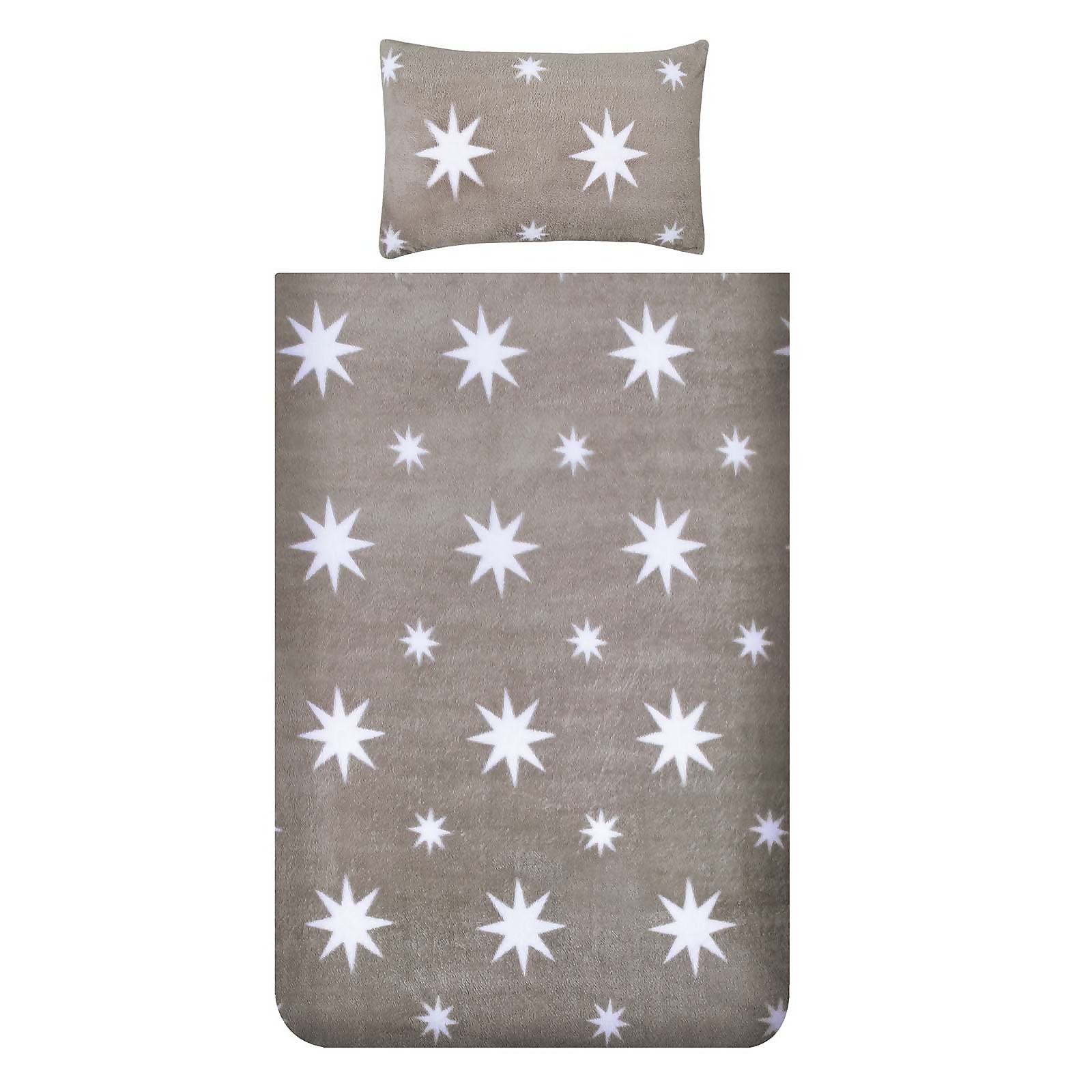 Snuggle Fleece Bedding Set - Grey Star - Single
