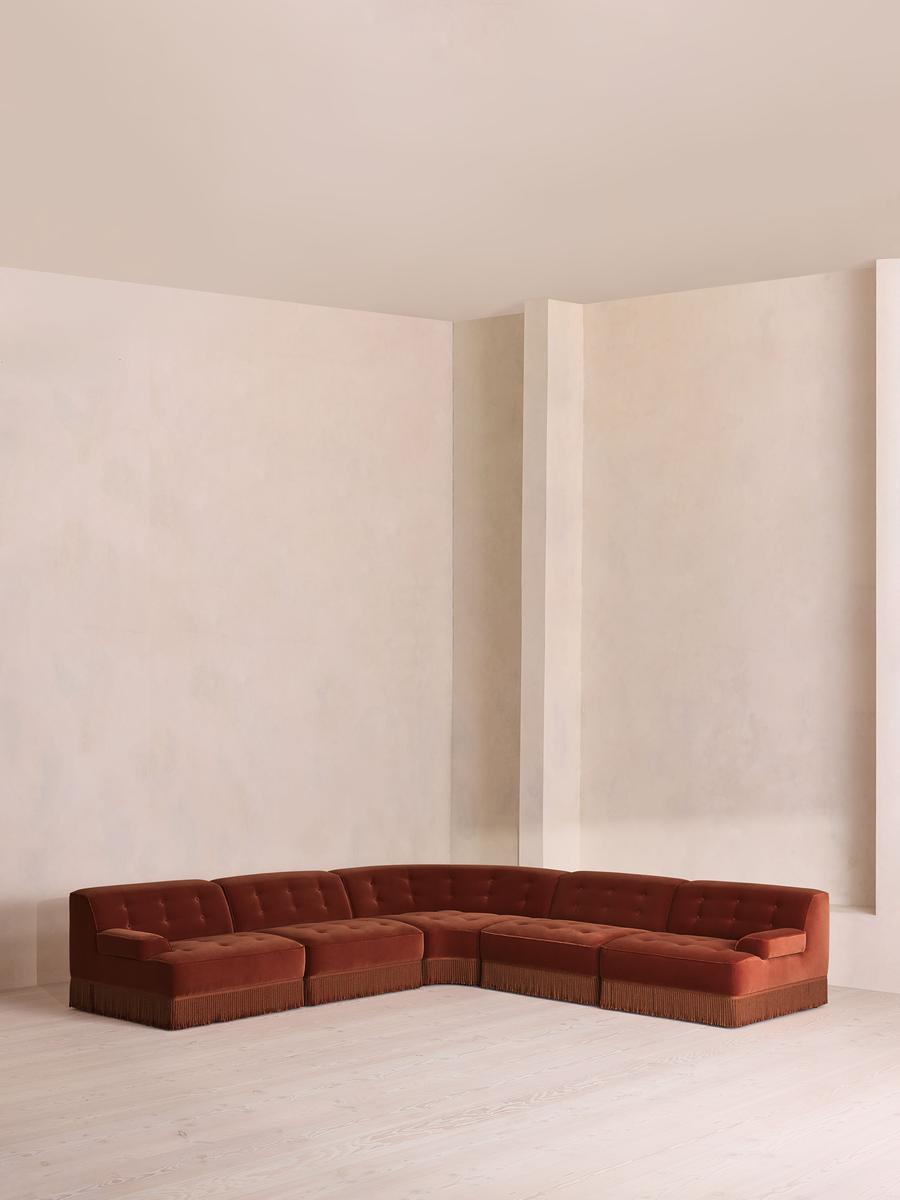Elowen Modular Sofa, Corner Sofa, Velvet, Rust