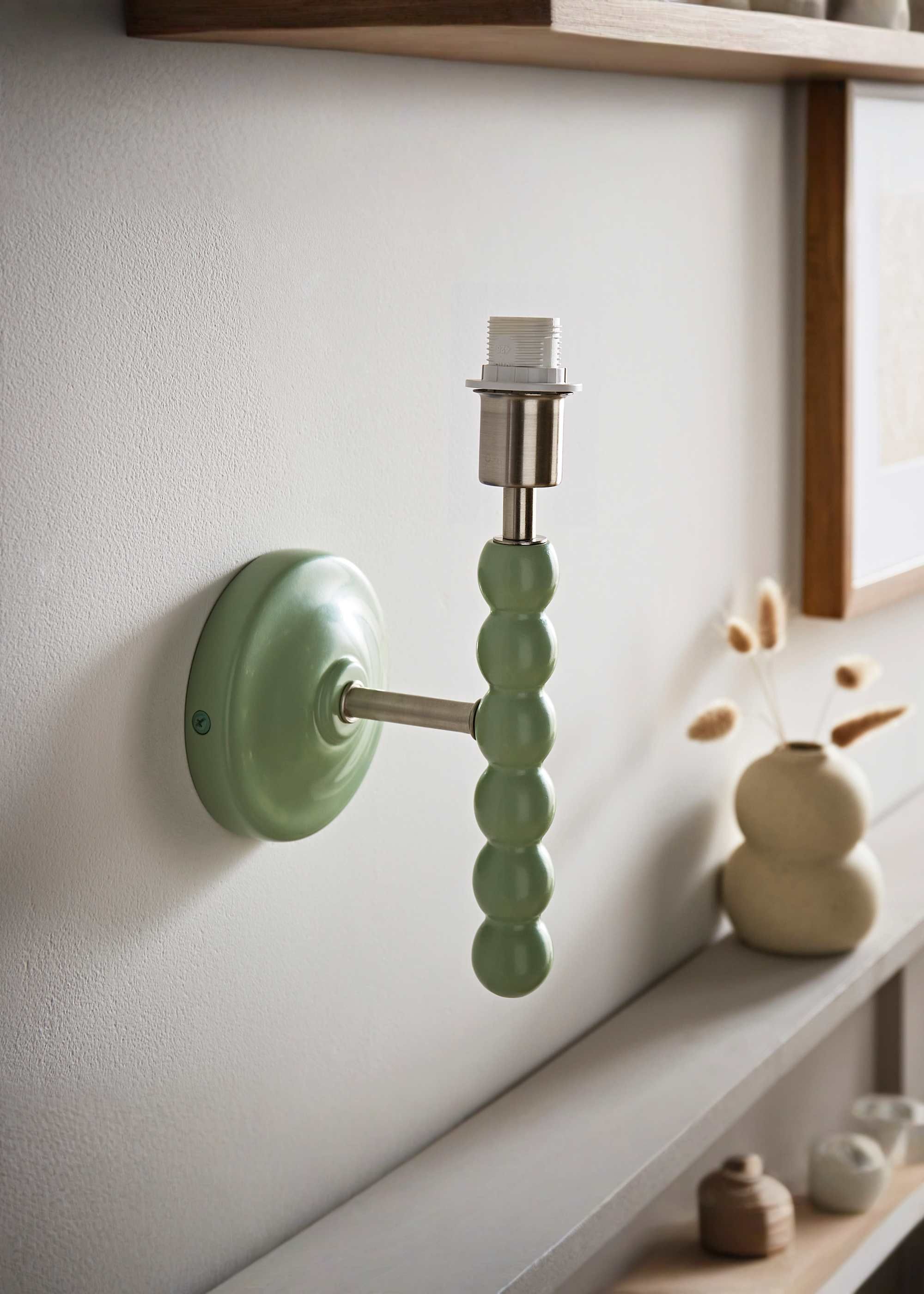 ValueLights Bobbins Pastel Bobble Style Wall Light Base in Pale Green