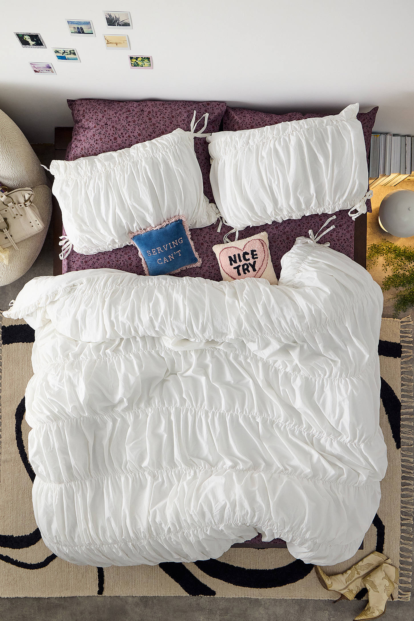 Cinched Duvet Set - White