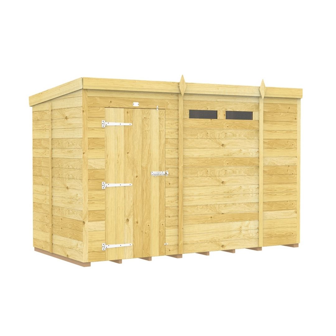 Buttercup Farm 10 x 5 Feet Pent Security Shed - Single Door - L147 x W302 x H201 cm in Brown