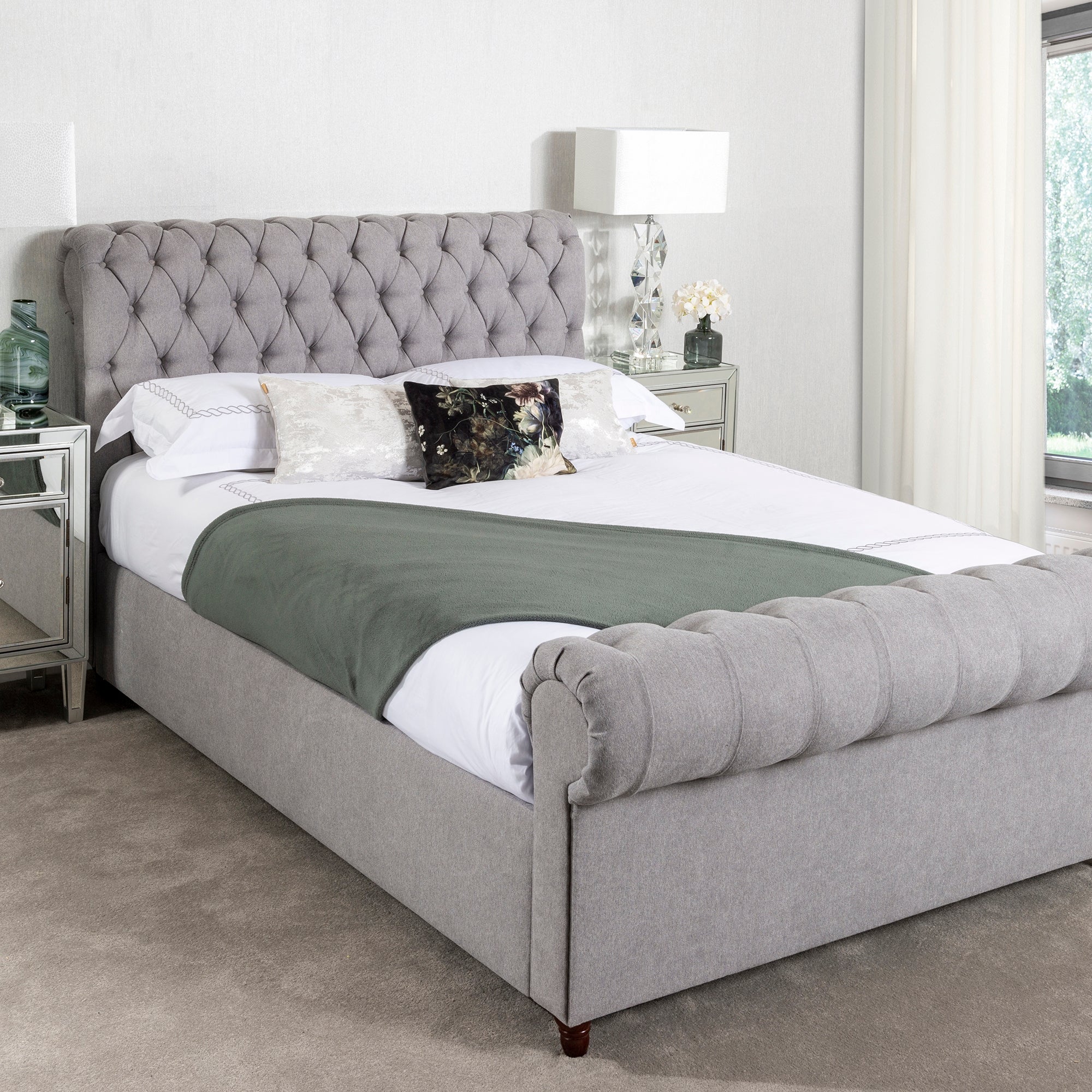 Fabio Woven Grey Bed Frame Grey