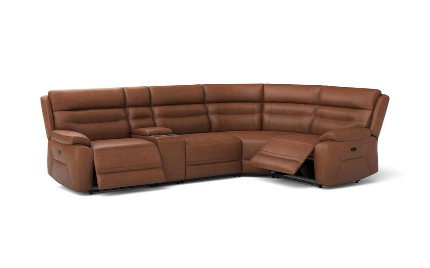 Brown Fenton 3 Corner 1 Power Recliner Sofa with Media Console
