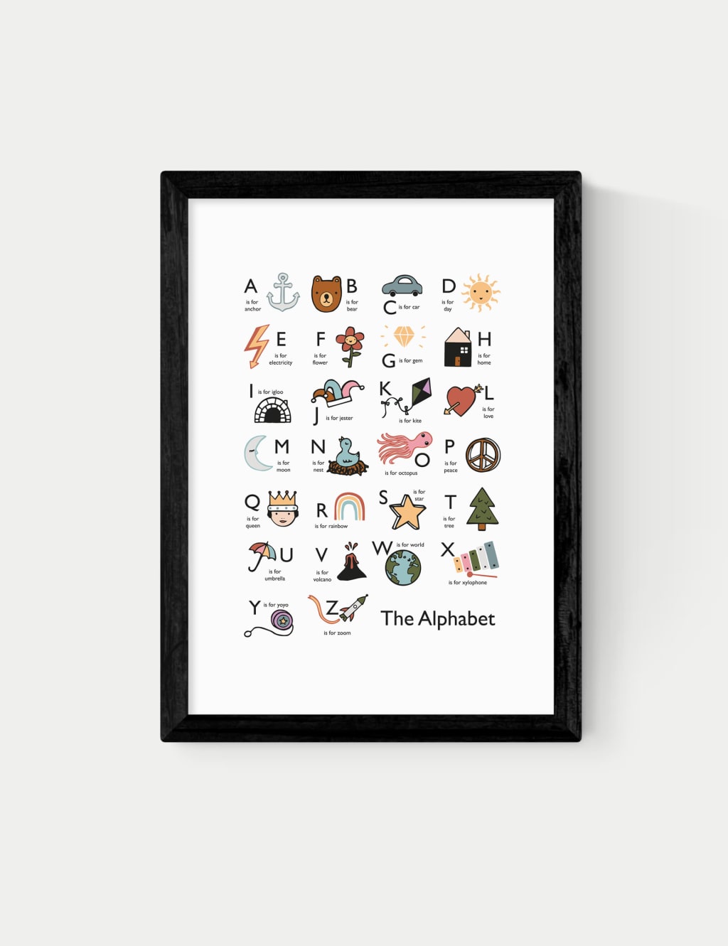 East End Prints Alphabet In White Framed Art Black