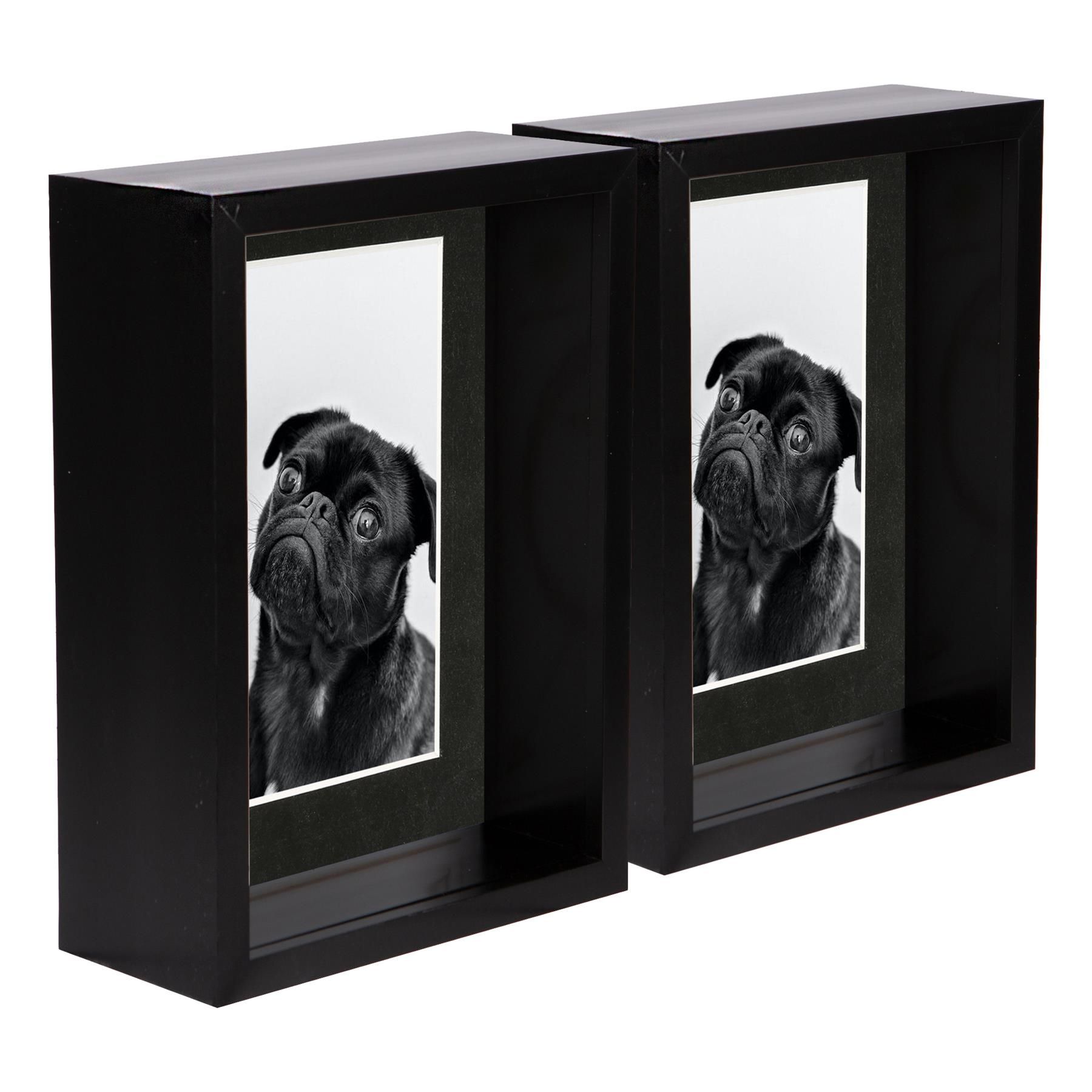 Nicola Spring 5" x 7" 3D Deep Box Photo Frames - 4" x 6" Mount - Black - Pack of 5 1