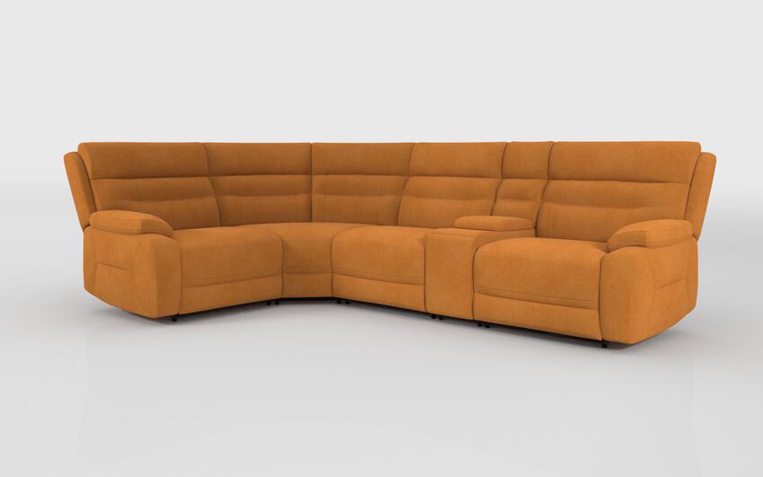 Yellow Fabric Fenton 1 Corner 3 Sofa with Console