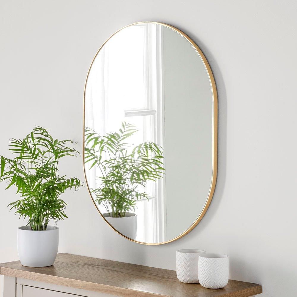 Yearn Mirrors Minimal Oval Mirror Gold 80(h) x 60cm(w)