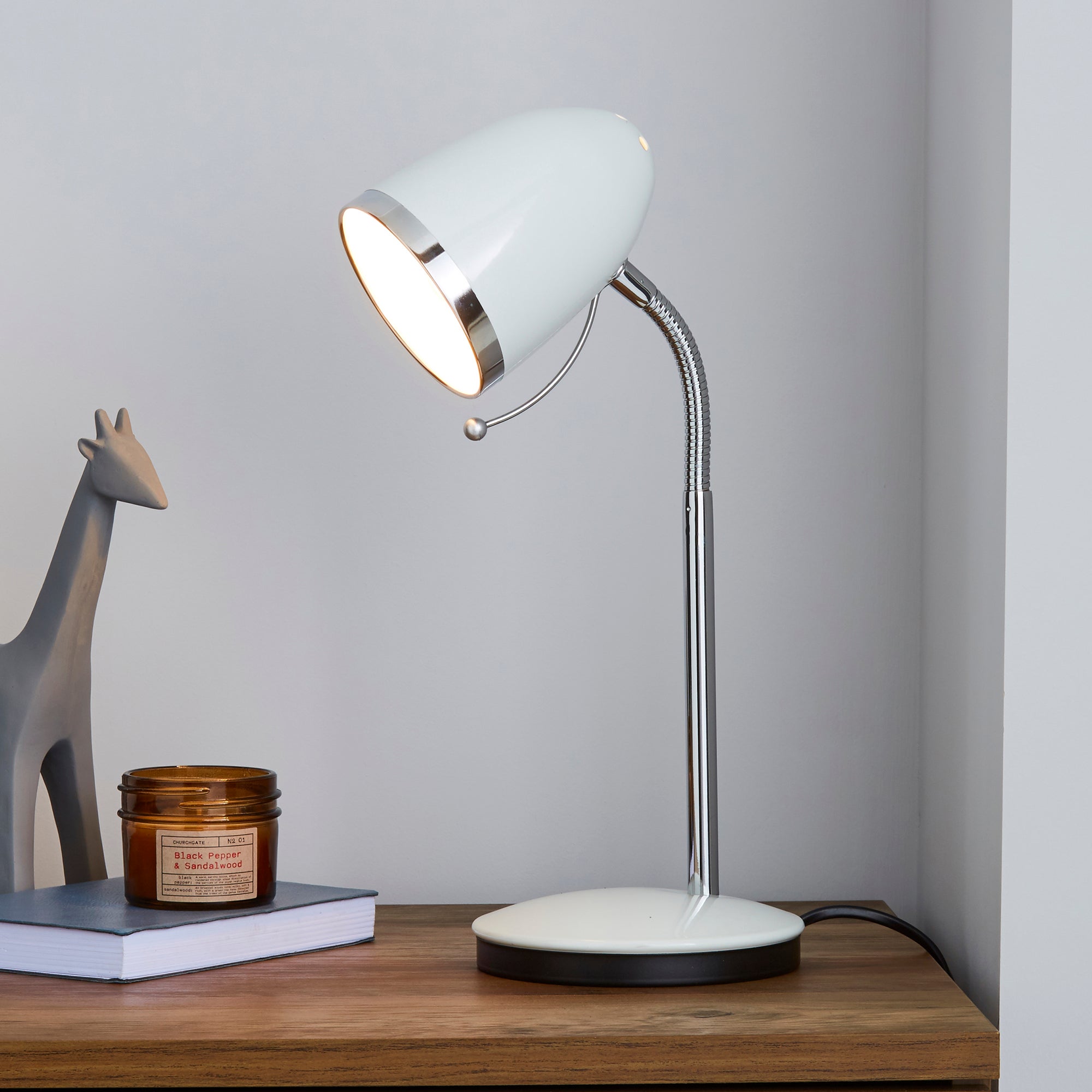 Tate White and Chrome Desk Lamp White