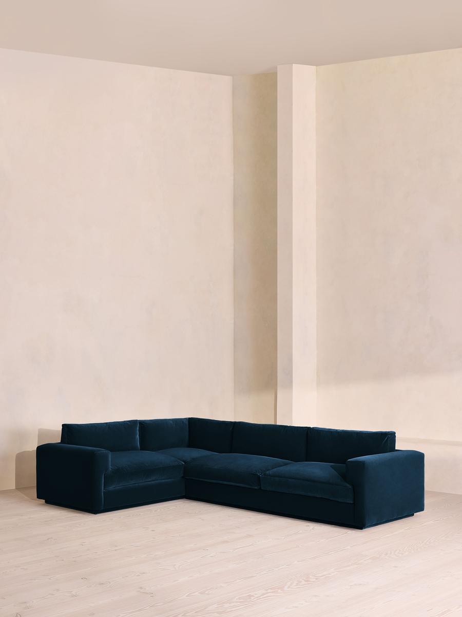 Mossley Right L-Shape Sofa, Velvet, Royal Blue