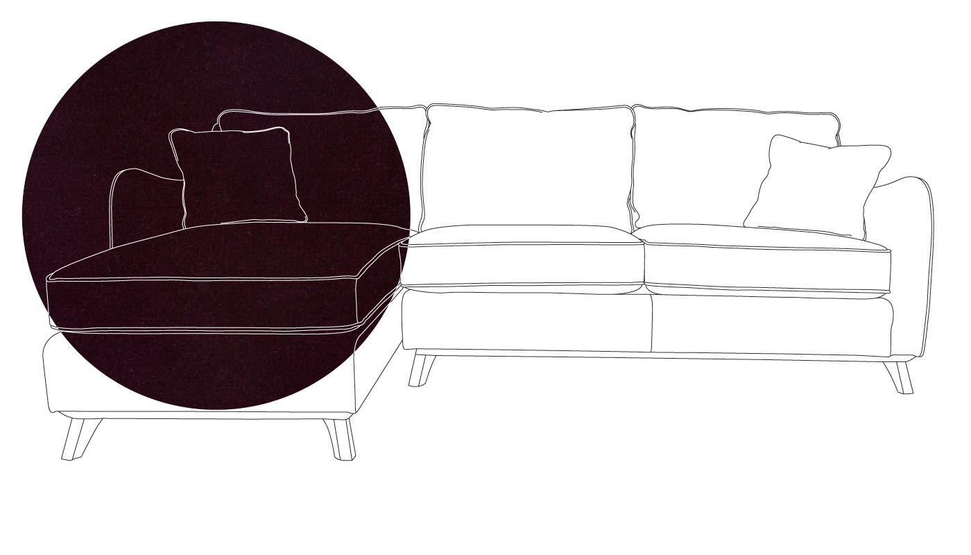 Heal's Ravello Left Hand Corner Sofa Velvet Grape Walnut