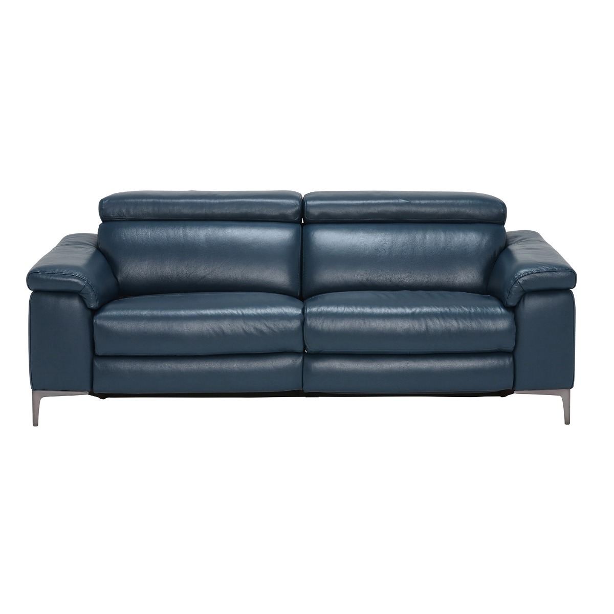 Paolo 2 Seater Recliner Sofa With 2 Electric Recliners, Blue Leather | Barker & Stonehouse