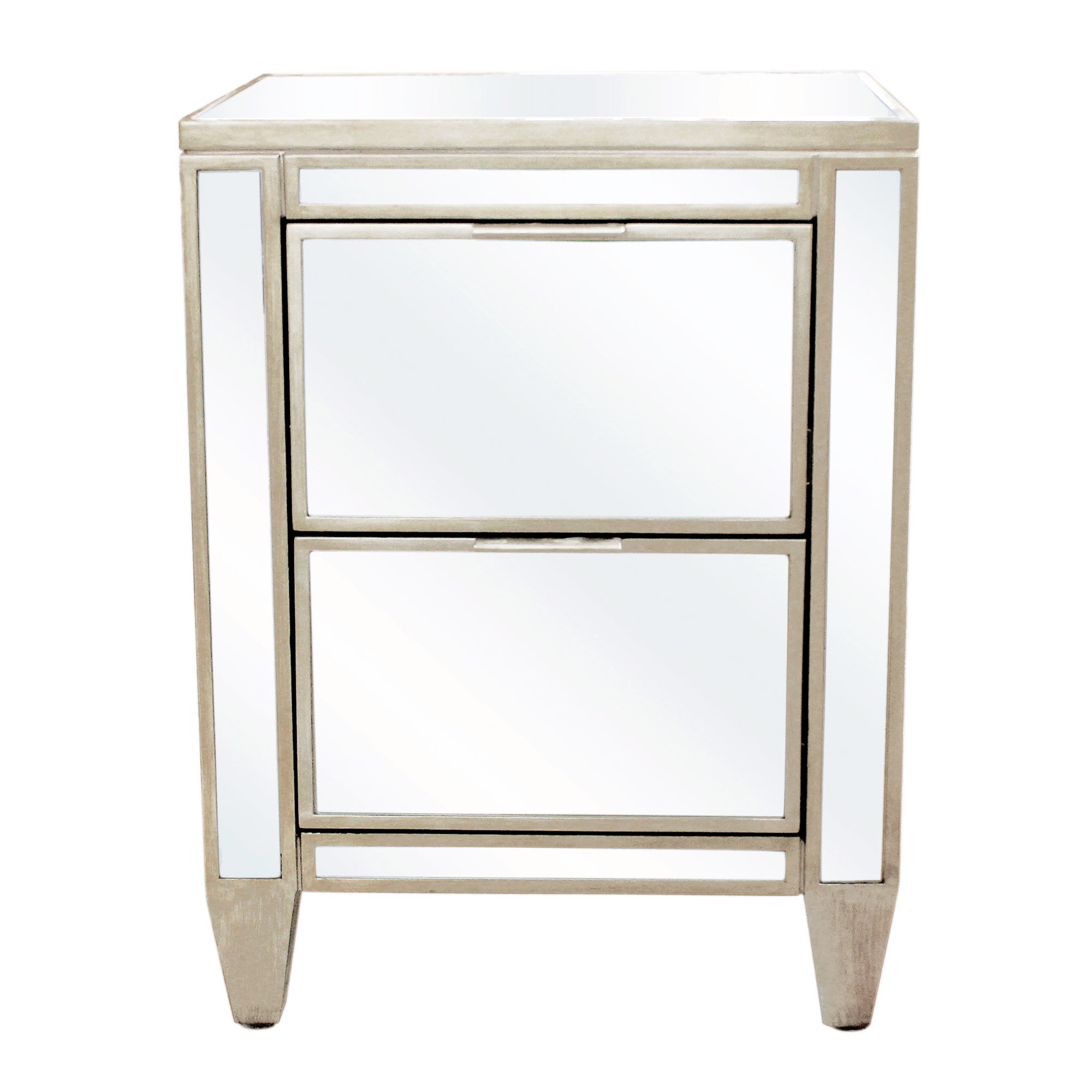 Fitzgerald Mirrored Bedside Table Silver