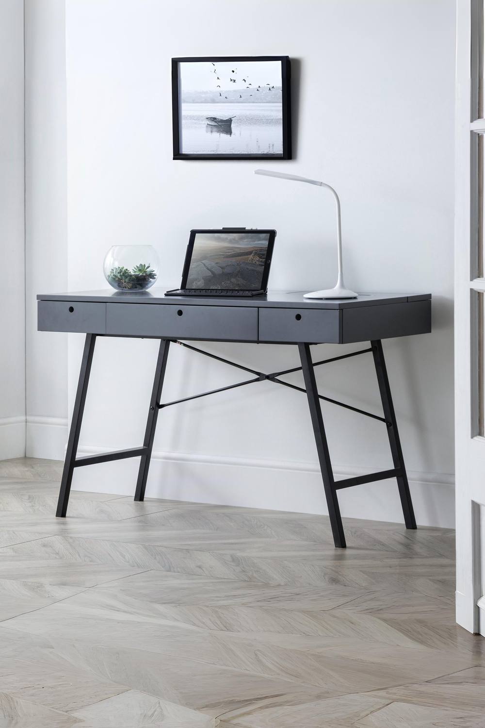 Julian Bowen Trianon 3 Drawer Desk in Grey