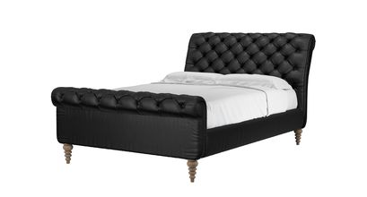 Knightsbridge Double Bed in Smoke Soft Leather - sofa.com