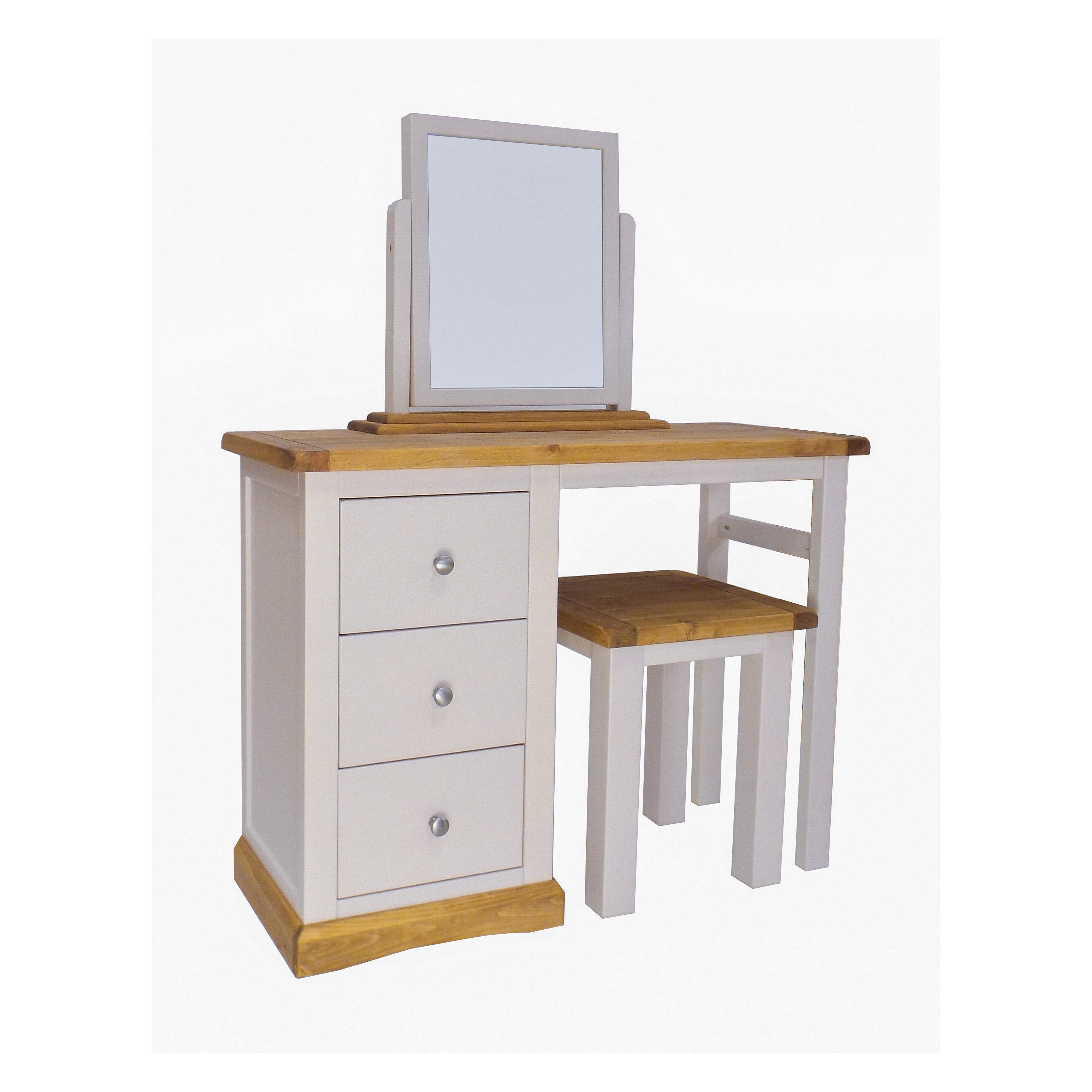 Cabinet Bits Bomporto 3 Drawer Dressing Table Set Chrome Knob in Light Grey