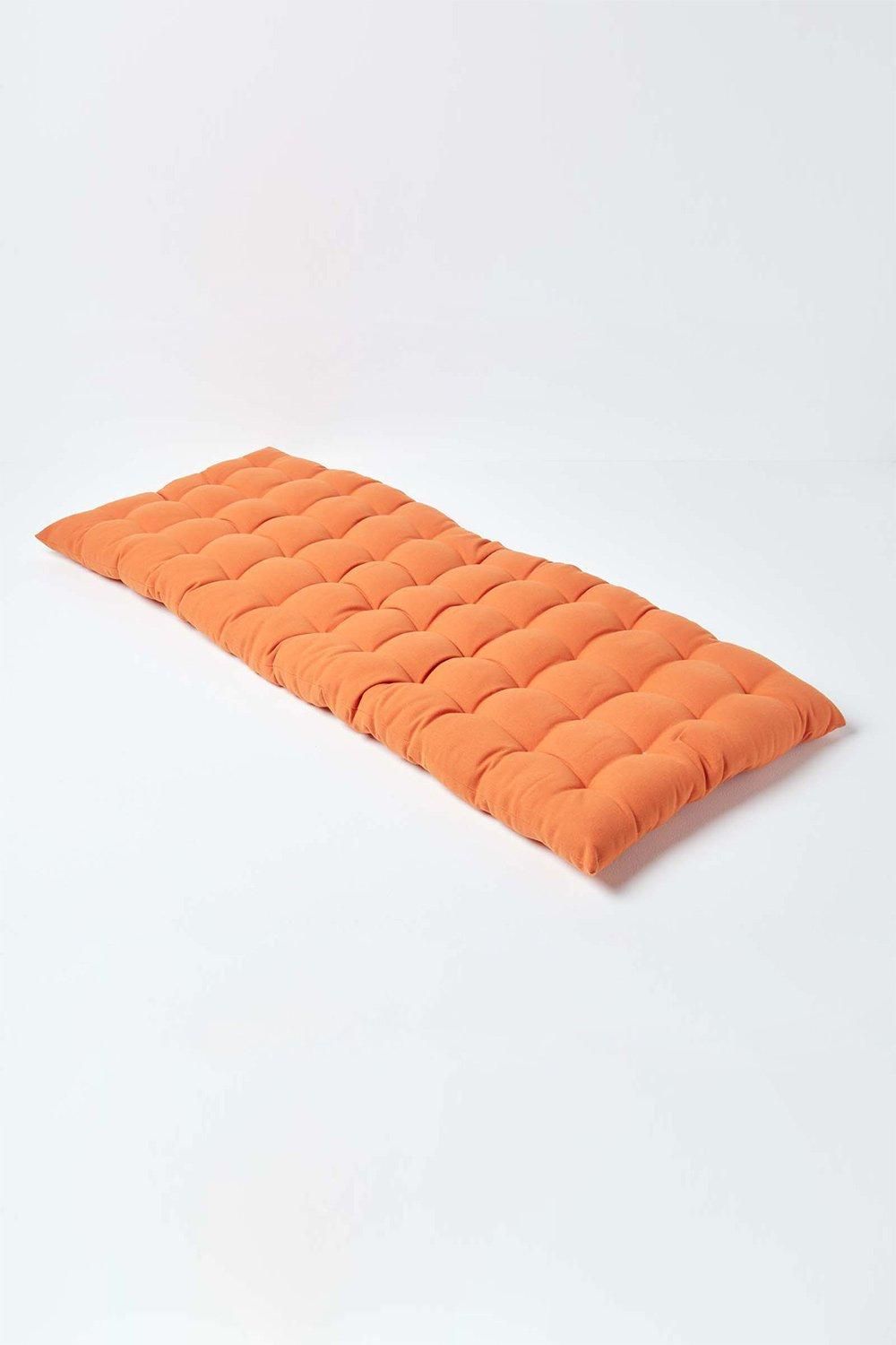 Homescapes Garden Bench Cushion Luxury 2 Seater Cotton Indoor Outdoor Pad, 108 x 42cm in Burnt Orange