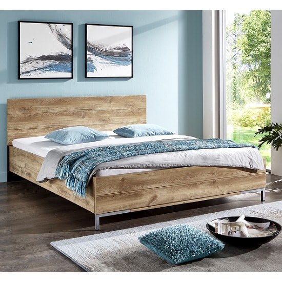 Mantova 180x200cm Wooden Bed In Planked Oak Effect