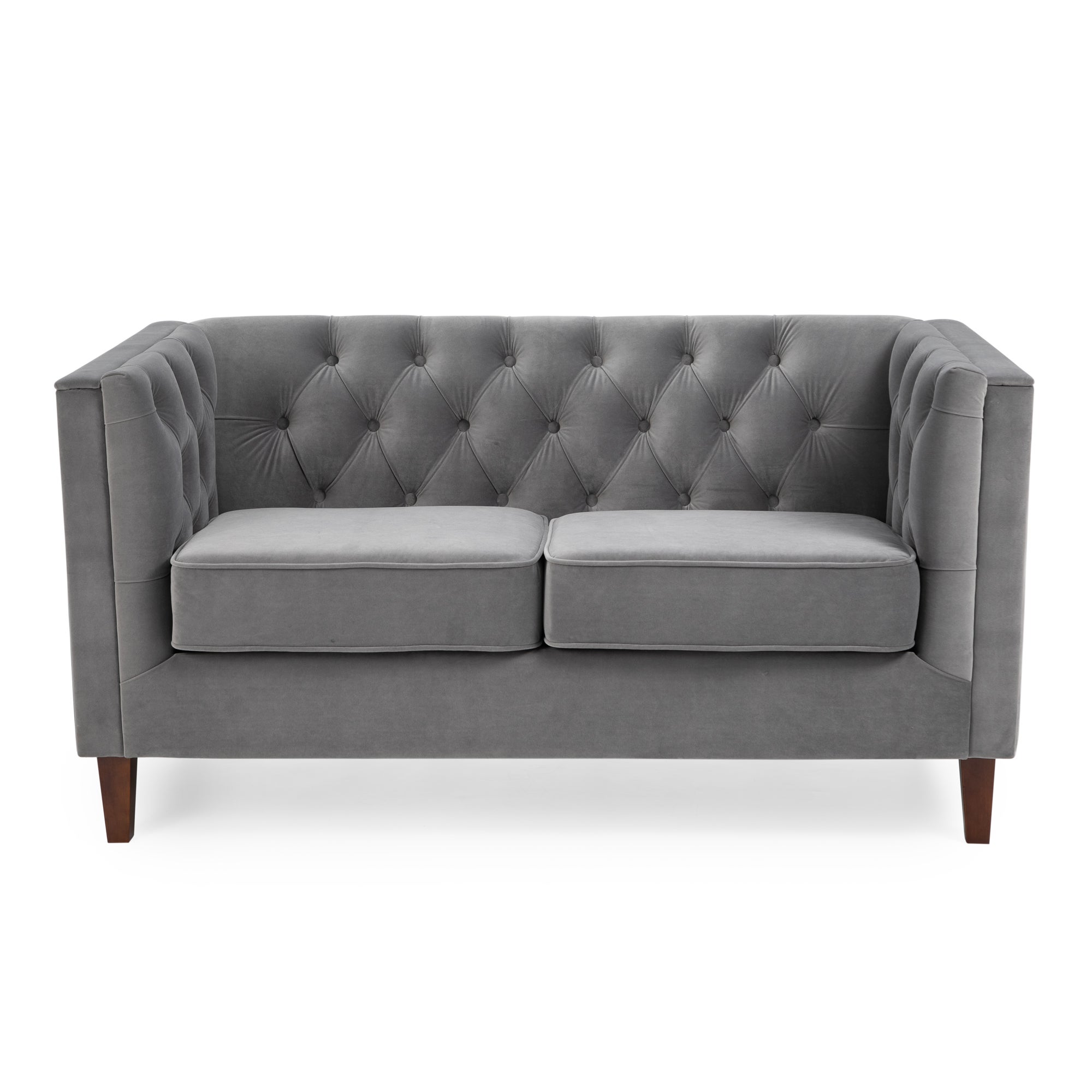 Isabel Velvet Chesterfield 2 Seater Sofa Grey