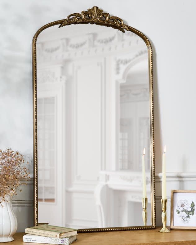 Dibor Vintage Style Luxury Decorative Gold Mirror Bedroom Bathroom Hallway Wall Mirror Ornate Arch Mirror 106cm x 61cm