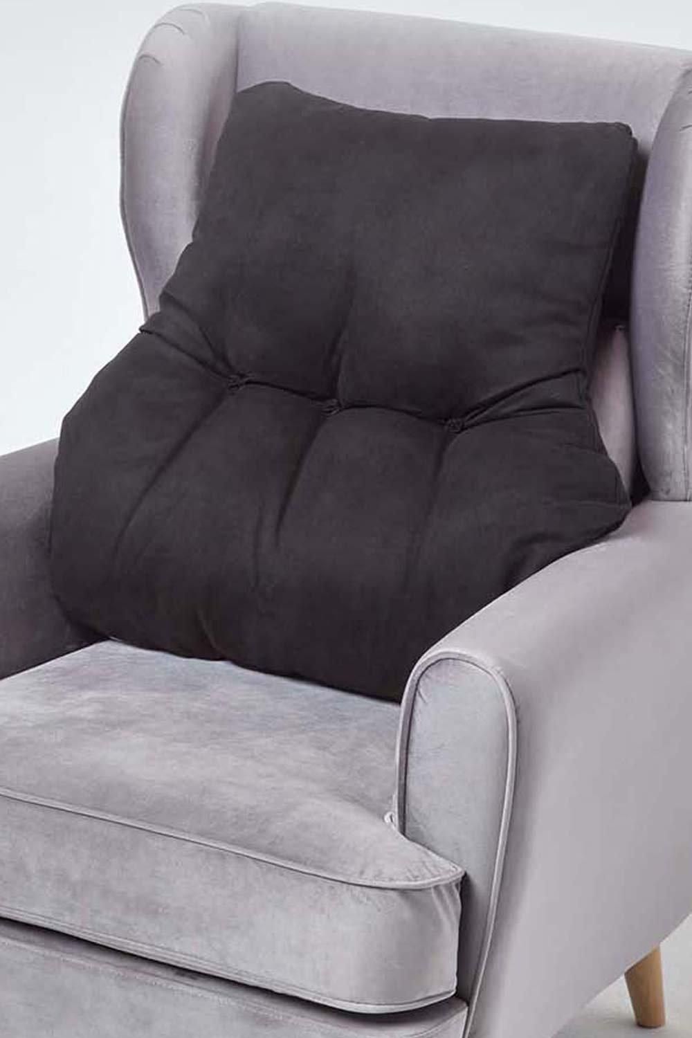 Homescapes Faux Suede Back Support Cushion in Black