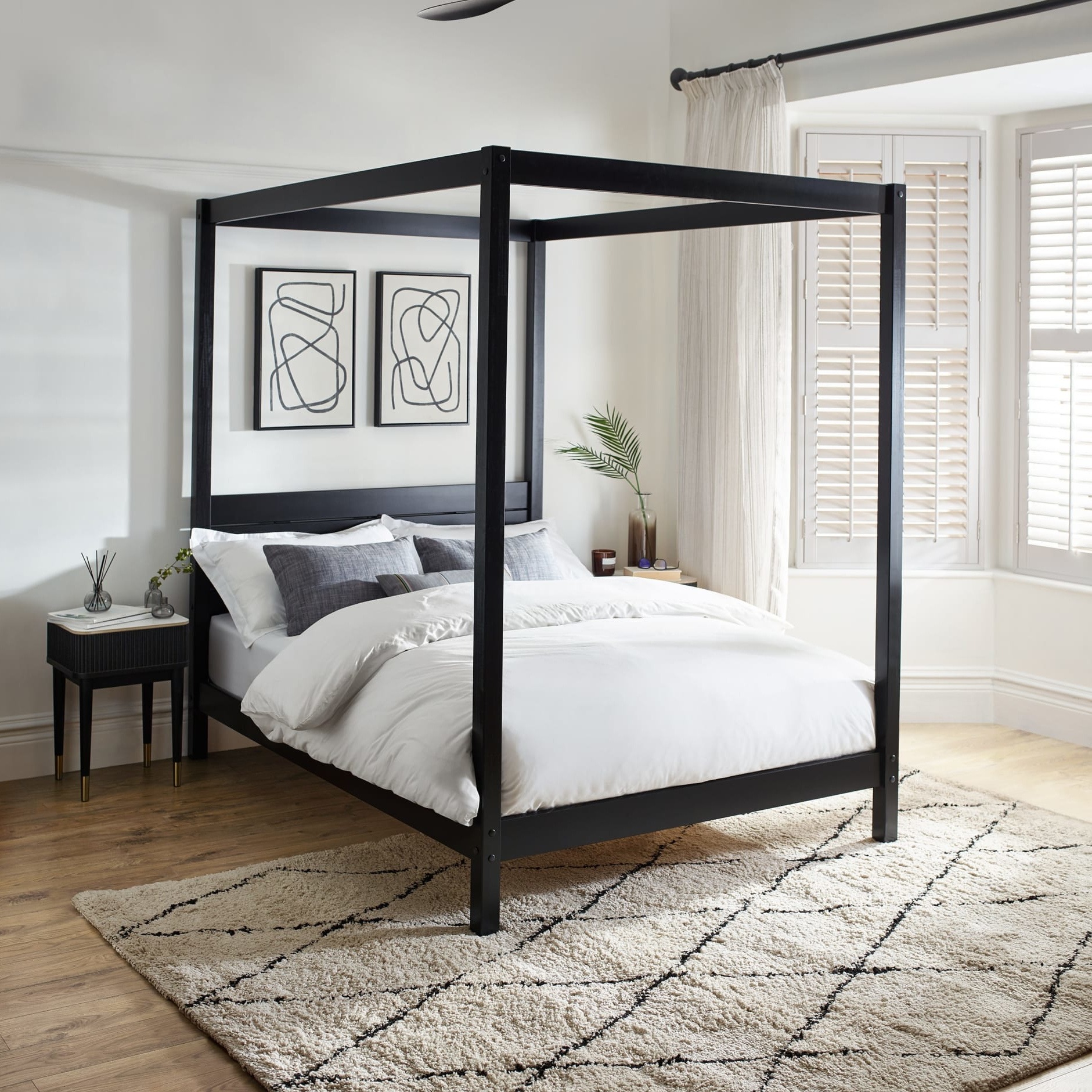 Roxanne - King-Size - Canopy Bed - Black - Wooden - 5ft - Happy Beds