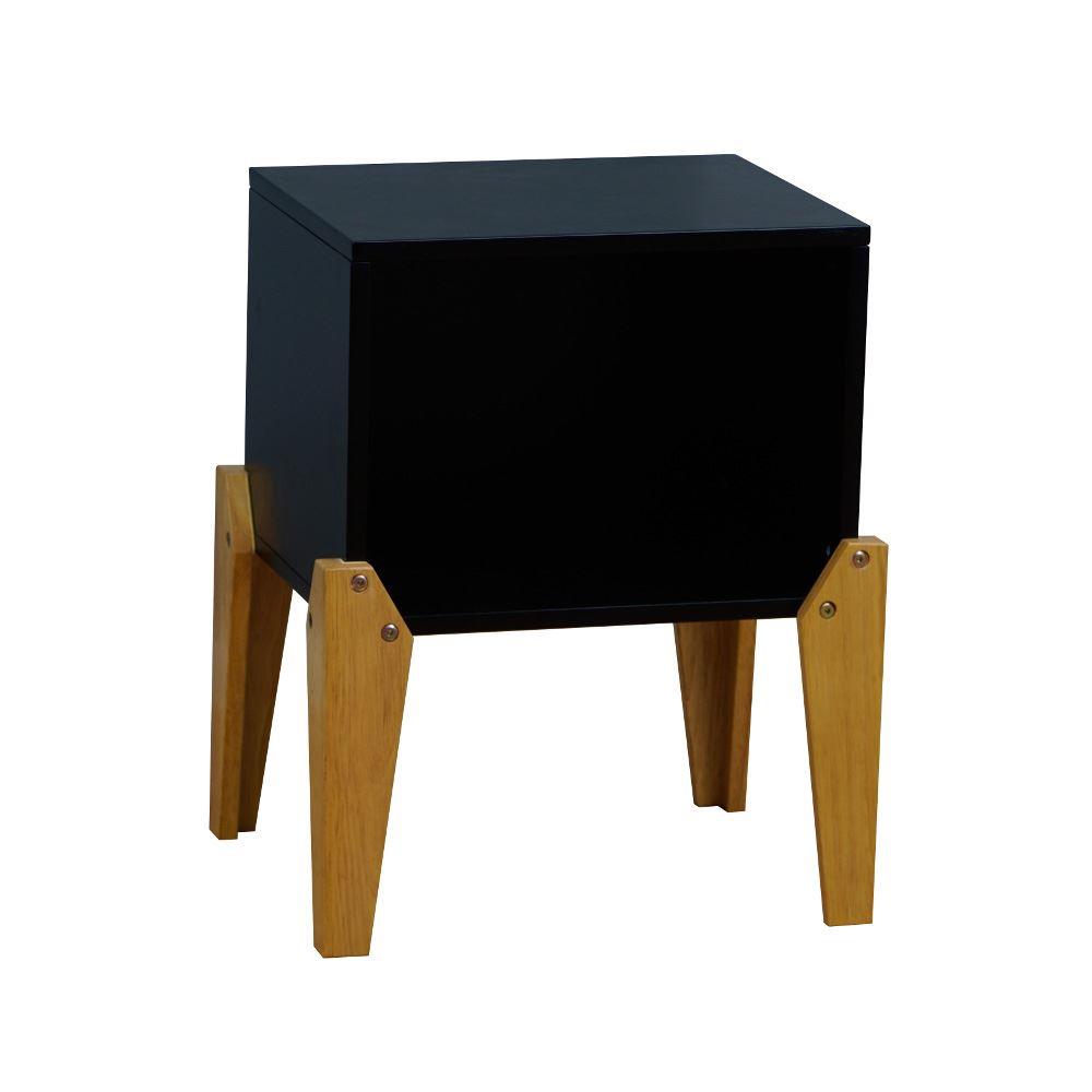 Solar Joybox Black and Oak Wooden Bedside Table
