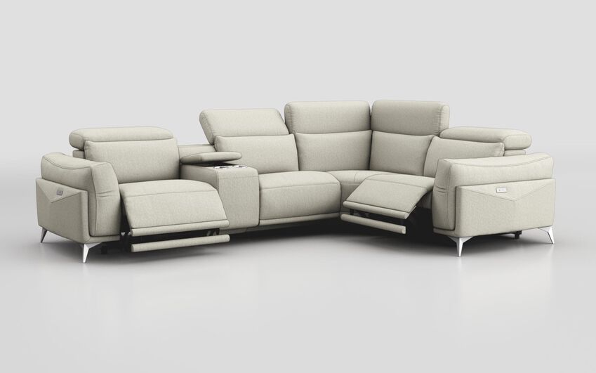 Gattolino 1 Corner 2 Power Recliner Sofa with Manual Head Tilt & Console