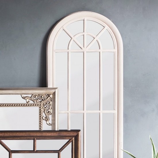 Leona Wall Floor Mirror In Antique White