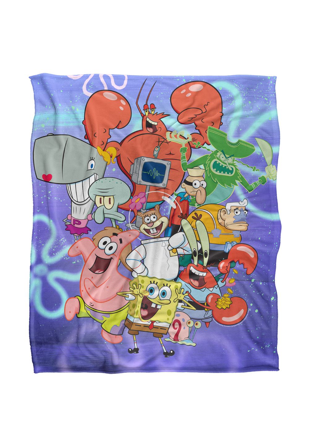 Spongebob Character Group Silky Touch Super Soft Throw Blanket 152 X 127 cm in White