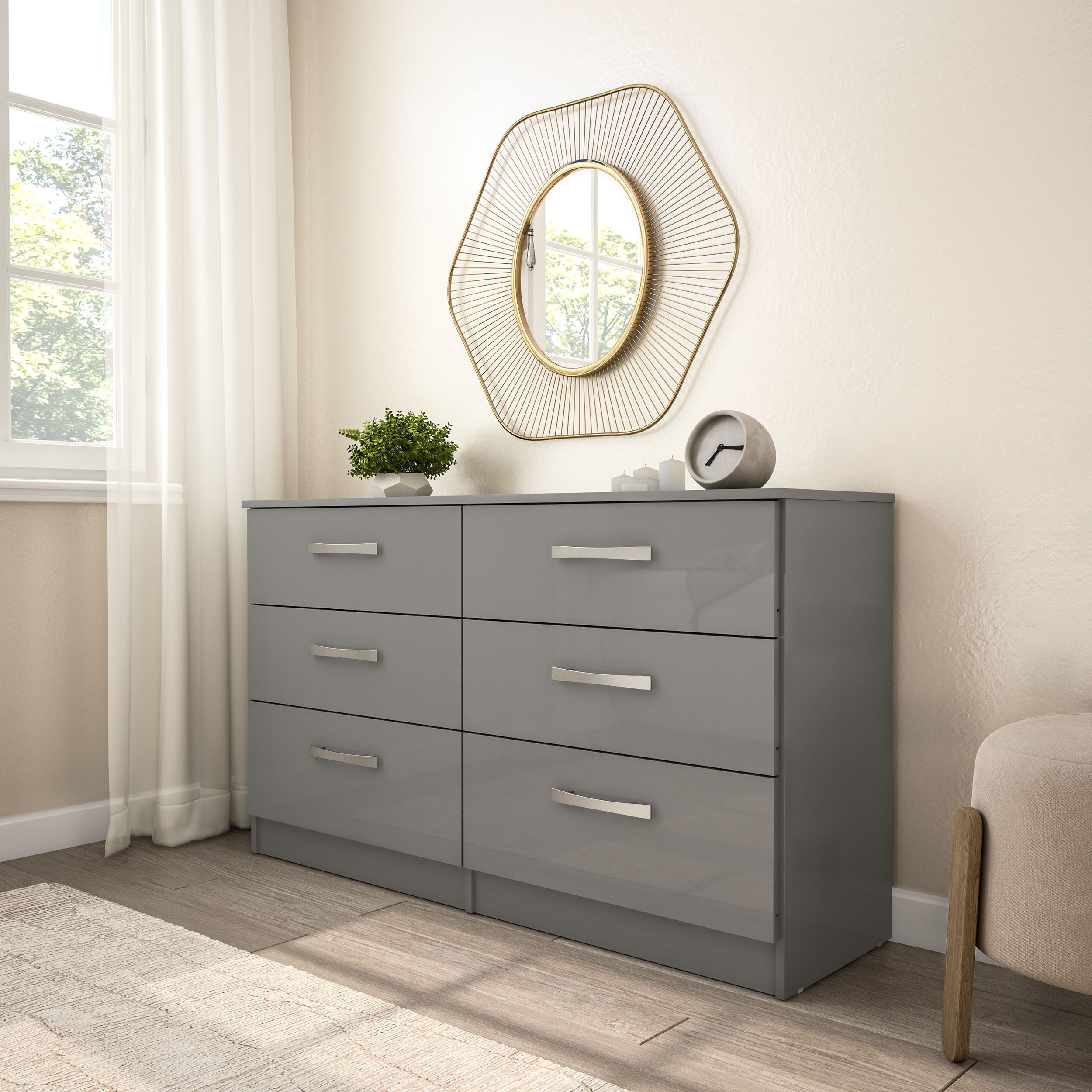 Birlea Lynx 6 Drawer Chest in Grey