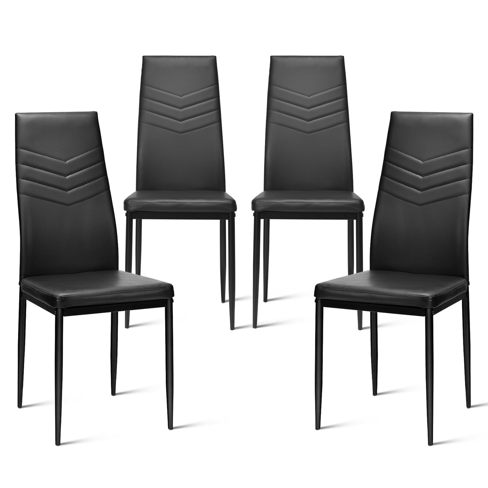 Costway Set of 4 Dining Chairs Padded Seat High Back Armless Accent Dining Side Chairs in Black