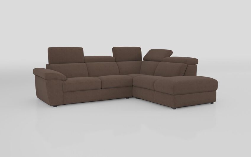 Brown Fabric Norbello 3 Corner 2 with Sofa Bed and Right Hand Facing Chaise with Storage