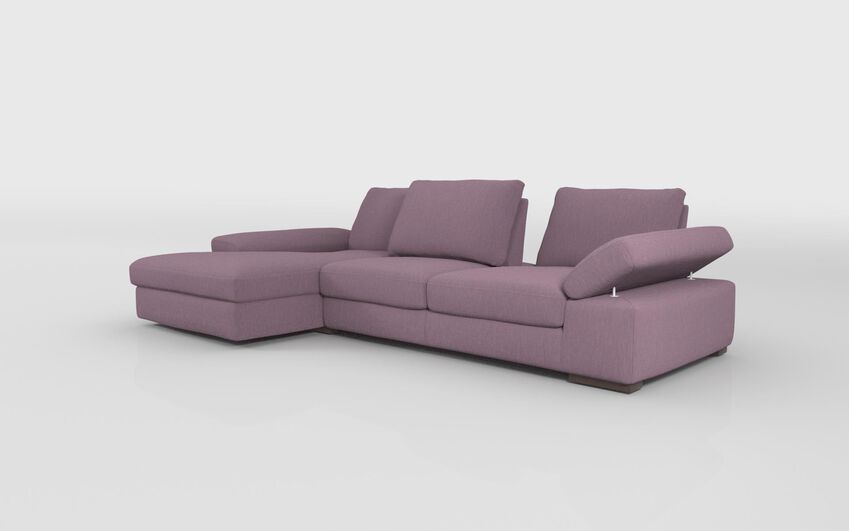 Purple Fabric Savazza 4 Seater Sofa with Adjustable Back Rest Left Hand Facing Lounger