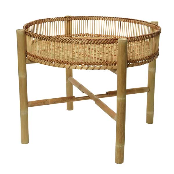Bamboo Side Table - Hand Crafted - Natural Materials - Measuring: W50 x D50 x H43cm