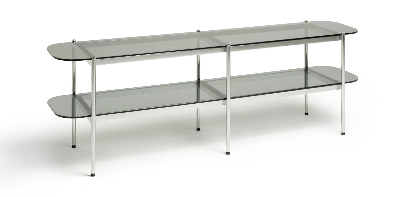Habitat Neo 2 Tier Low Wide TV Unit - Chrome