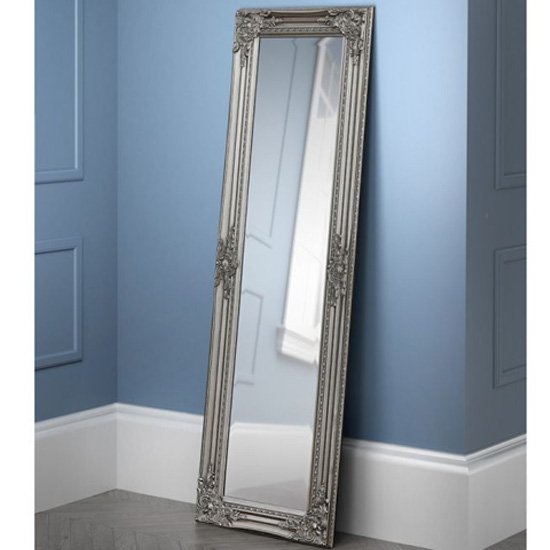 Palais Dressing Mirror In Pewter Wooden Frame