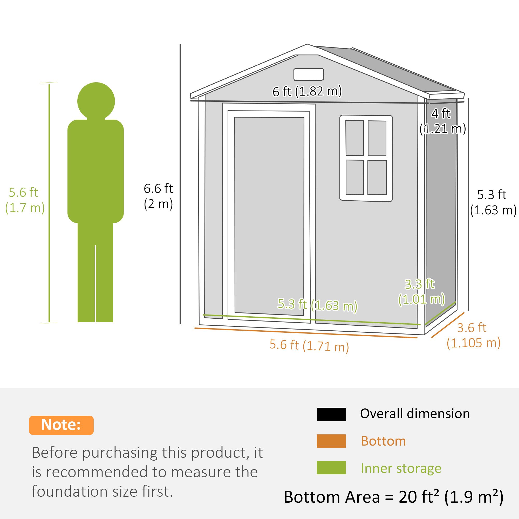 OUTSUNNY 6 x 4ft Resin Garden Shed with Floor & Window, Grey 3