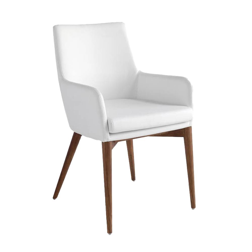 Angel Cerda White Leatherette Dining Chair with Walnut-Coloured