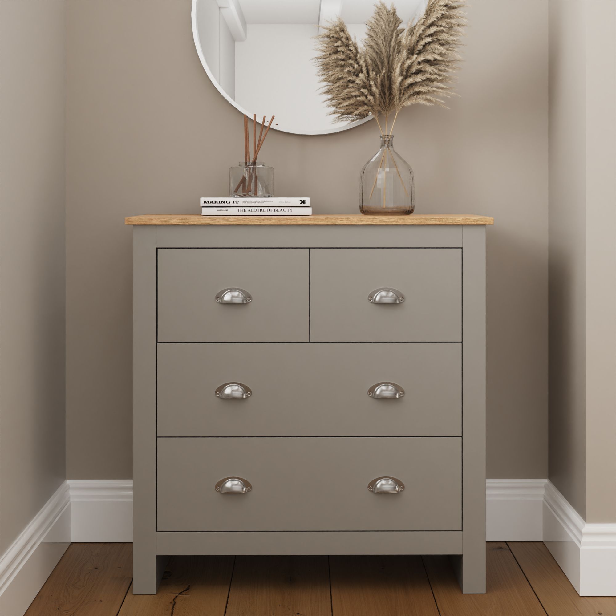 GFW Lancaster 2+2 Drawer Chest in Grey