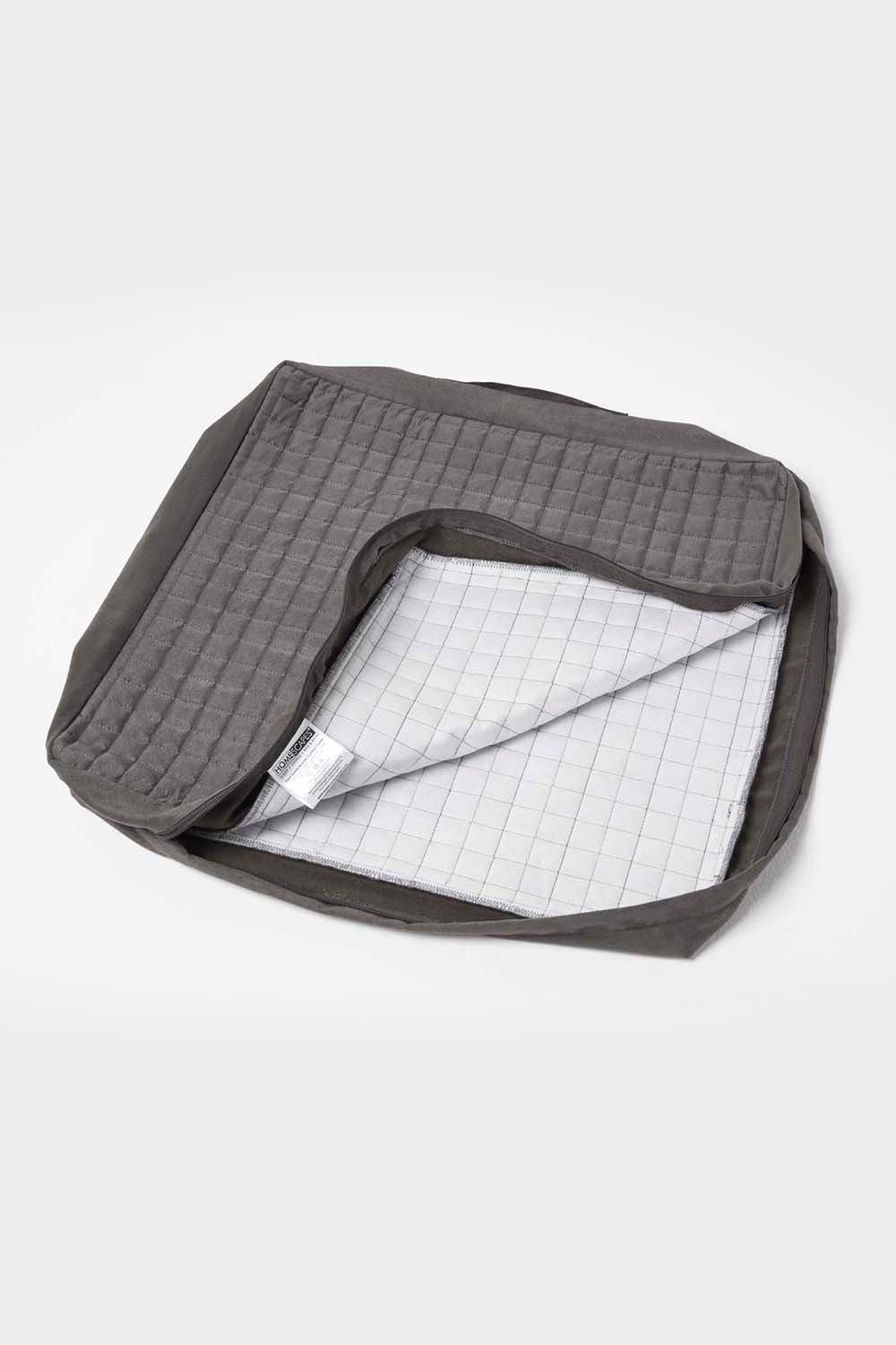 Homescapes Quilted Polyester Armchair Booster Cushion Cover in Grey