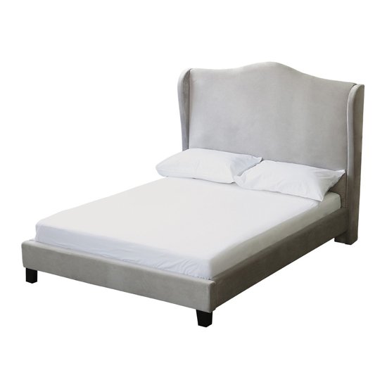 Chateaux Wing Double Fabric Bed In Silver