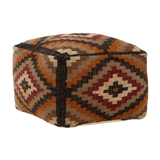 Botin Fabric Upholstred Aztec Pouffe In Multi-Colour