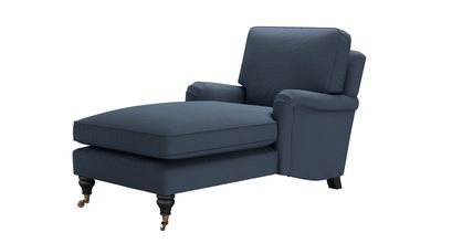 Bluebell Chaise Armchair in Midnight Blue Brushed Linen Cotton - sofa.com