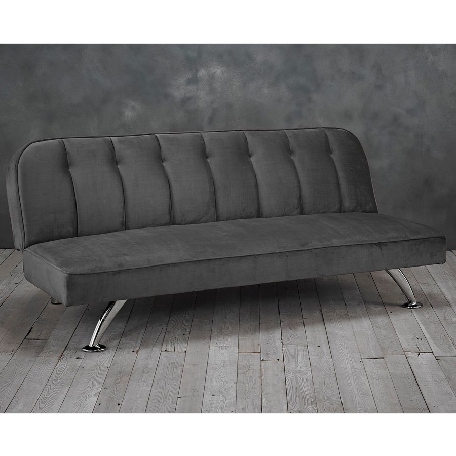 Brighton Velvet Upholstered Sofa Bed In Grey
