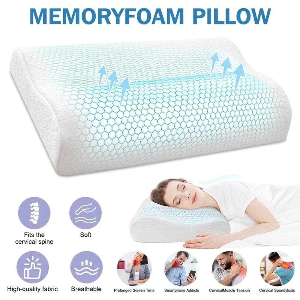 FLAVORA Orthopaedic Contour Memory Foam Pillow Neck & Head in White